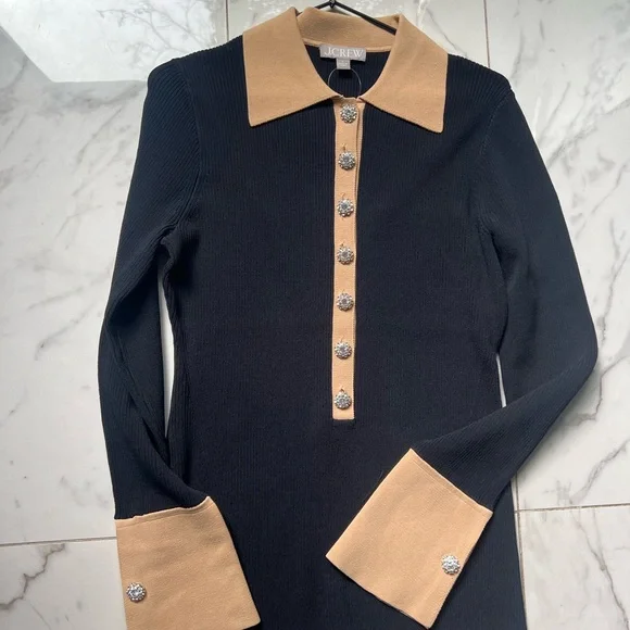J Crew - Ribbed polo sweater-dress with jewel buttons - Picture 5 of 10